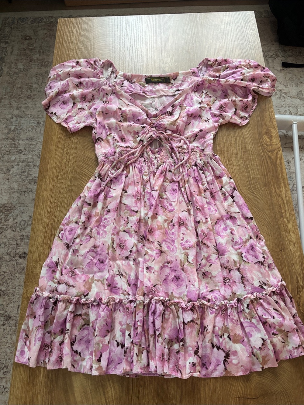 Floral Pink Puff-Sleeve Dress